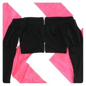 Long sleeve, off the shoulder black crop top
